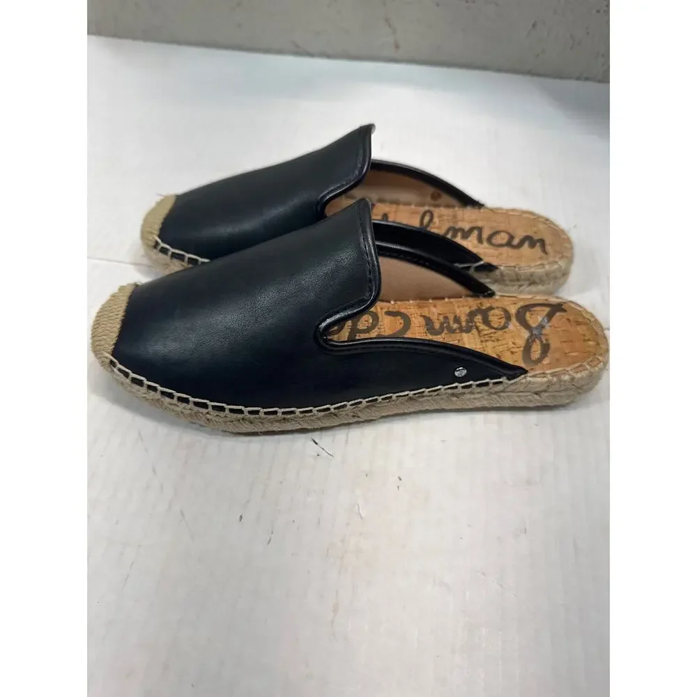 Sam Edelman Kerry Black Leather Womens Espadrille Sandal Flats F6807L4001 Sz 6.5